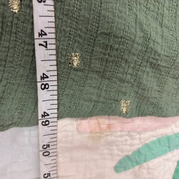 Aspiga Womens Green Metallic Embroidered Boho Peasant V-Neck Midi Dress Size M - Picture 9 of 9